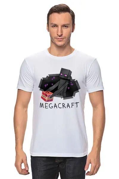 Заказать мужскую футболку в Москве. Футболка классическая Эндермен MegaCraft от Andrei Andrei - готовые дизайны и нанесение принтов.