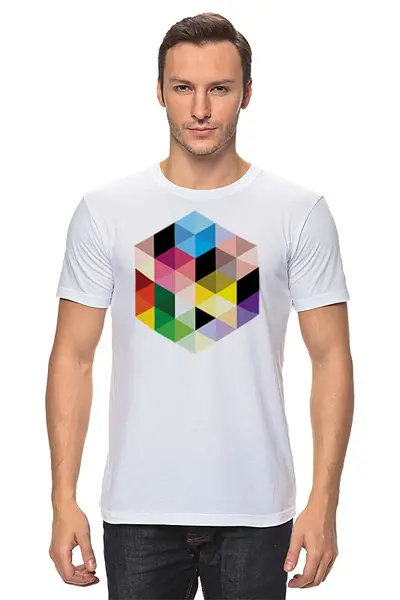 Заказать мужскую футболку в Москве. Футболка классическая Дизайнерский многоугольник от DenTen - готовые дизайны и нанесение принтов.