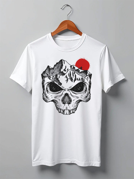 Заказать мужскую футболку в Москве. Футболка классическая Skull Biker от oneredfoxstore@gmail.com - готовые дизайны и нанесение принтов.