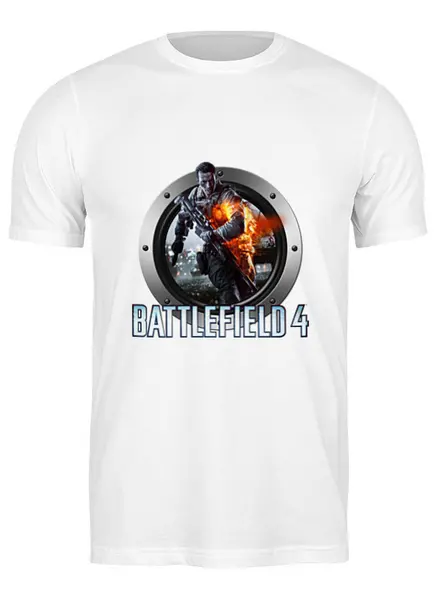 Заказать мужскую футболку в Москве. Футболка классическая Battlefield 4 от THE_NISE  - готовые дизайны и нанесение принтов.