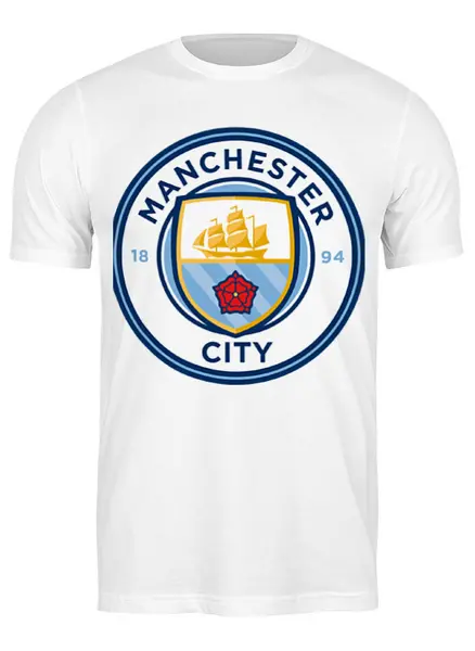 Заказать мужскую футболку в Москве. Футболка классическая Manchester City от Polilog - готовые дизайны и нанесение принтов.