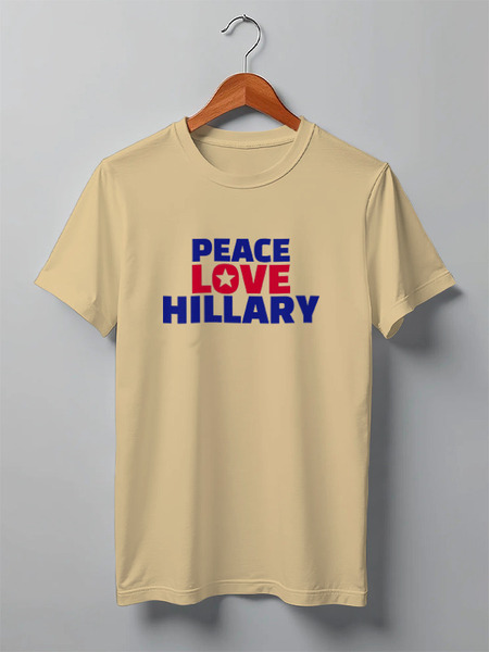 Заказать мужскую футболку в Москве. Футболка классическая Peace Love Hillary от skynatural - готовые дизайны и нанесение принтов.