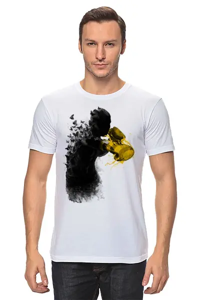 Заказать мужскую футболку в Москве. Футболка классическая Порхай как бабочка, жаль как пчела от printik - готовые дизайны и нанесение принтов.