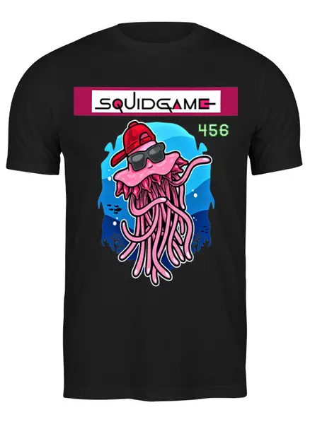 Заказать мужскую футболку в Москве. Футболка классическая Squid Game(Игра в кальмара) от Print design  - готовые дизайны и нанесение принтов.