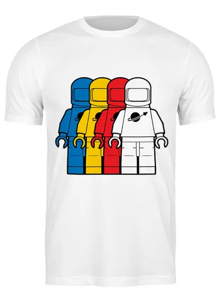 Заказать мужскую футболку в Москве. Футболка классическая Космонавт Лего от Zamula - готовые дизайны и нанесение принтов.