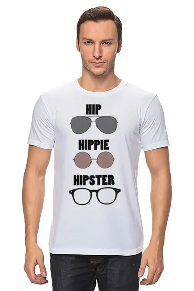 Заказать мужскую футболку в Москве. Футболка классическая HipHipiHipster от Eliza - готовые дизайны и нанесение принтов.