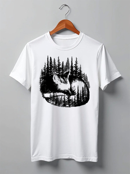 Заказать мужскую футболку в Москве. Футболка классическая Fox Here от oneredfoxstore@gmail.com - готовые дизайны и нанесение принтов.