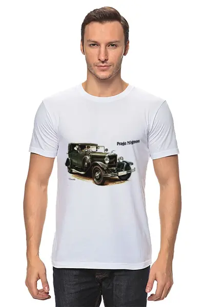 Заказать мужскую футболку в Москве. Футболка классическая Ретроавтомобили от Виктор Гришин - готовые дизайны и нанесение принтов.