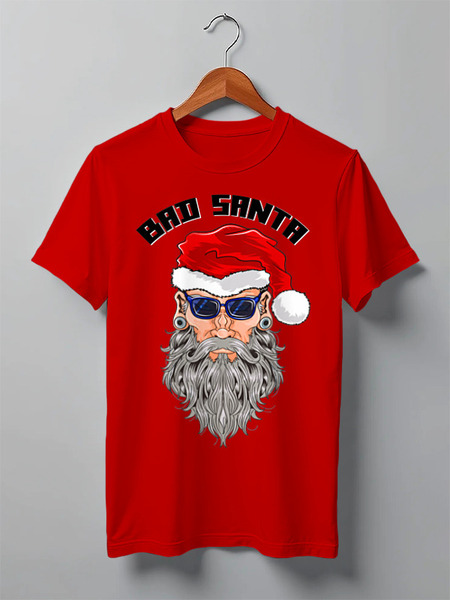 Заказать мужскую футболку в Москве. Футболка классическая BadSanta от balden - готовые дизайны и нанесение принтов.