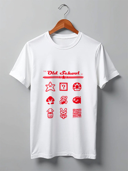 Заказать мужскую футболку в Москве. Футболка классическая "The Old School 90": Super Mario от Octopuslabel - готовые дизайны и нанесение принтов.