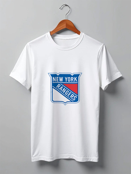 Заказать мужскую футболку в Москве. Футболка классическая New York Rangers от BURNSHIRTS - готовые дизайны и нанесение принтов.