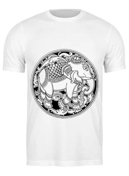 Заказать мужскую футболку в Москве. Футболка классическая Индийский слон от BeliySlon - готовые дизайны и нанесение принтов.