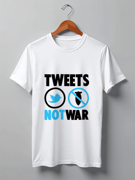 Заказать мужскую футболку в Москве. Футболка классическая Tweets Not War от Printio - готовые дизайны и нанесение принтов.