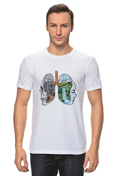 Заказать мужскую футболку в Москве. Футболка классическая Lungs Landscape от Павел Павел - готовые дизайны и нанесение принтов.
