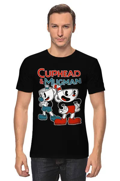 Заказать мужскую футболку в Москве. Футболка классическая Cuphead and Mugman от geekbox - готовые дизайны и нанесение принтов.