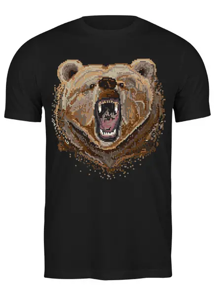 Заказать мужскую футболку в Москве. Футболка классическая Пиксельный Медведь от printik - готовые дизайны и нанесение принтов.