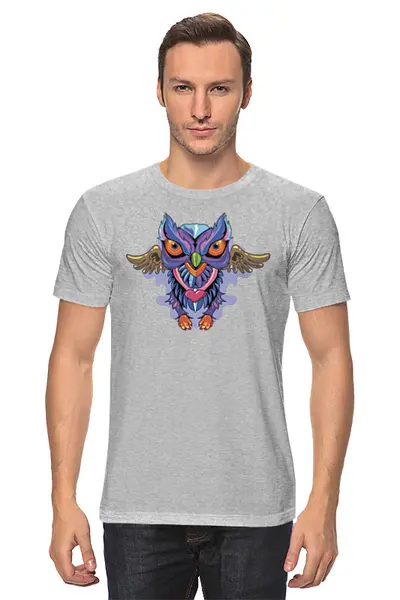 Заказать мужскую футболку в Москве. Футболка классическая Owl Here от oneredfoxstore@gmail.com - готовые дизайны и нанесение принтов.