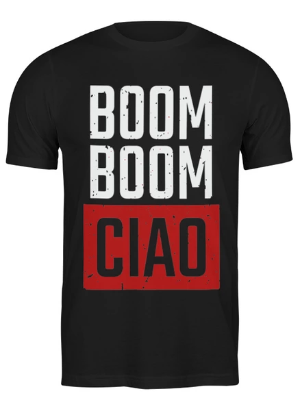 Заказать мужскую футболку в Москве. Футболка классическая Boom Boom Ciao от skynatural - готовые дизайны и нанесение принтов.