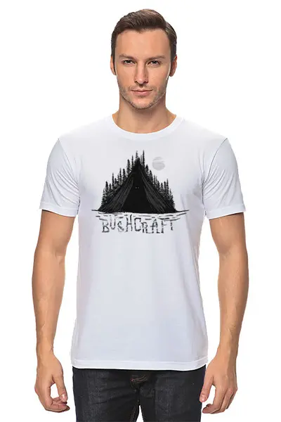 Заказать мужскую футболку в Москве. Футболка классическая Bushcraft от oneredfoxstore@gmail.com - готовые дизайны и нанесение принтов.