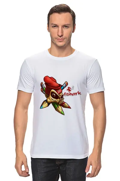 Заказать мужскую футболку в Москве. Футболка классическая Череп Fishark от Viktor Smirnov - готовые дизайны и нанесение принтов.