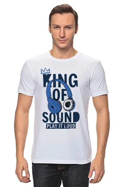 Заказать мужскую футболку в Москве. Футболка классическая King of sound от fairpoker@mail.ru - готовые дизайны и нанесение принтов.