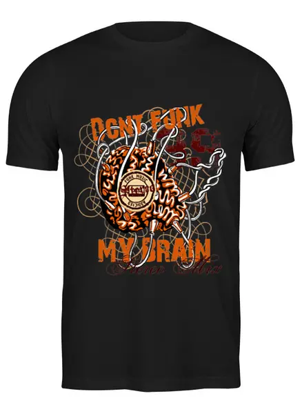 Заказать мужскую футболку в Москве. Футболка классическая Dont Funk My Brain от denis01001 - готовые дизайны и нанесение принтов.