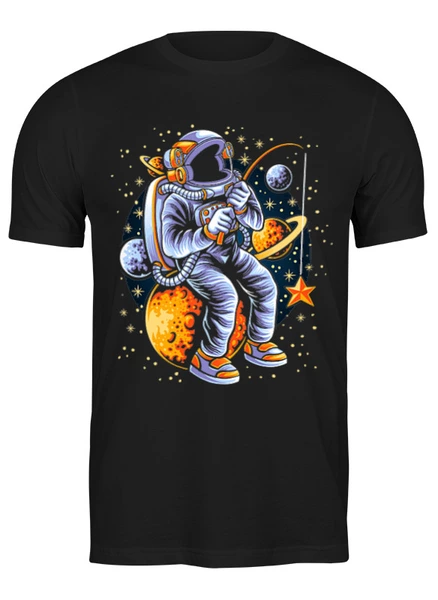 Заказать мужскую футболку в Москве. Футболка классическая планета,звезда,космос. от queen  - готовые дизайны и нанесение принтов.