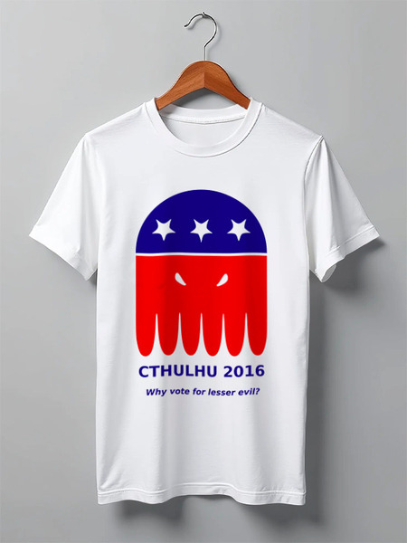 Заказать мужскую футболку в Москве. Футболка классическая Cthulhu'2016 от (模范)WW - готовые дизайны и нанесение принтов.