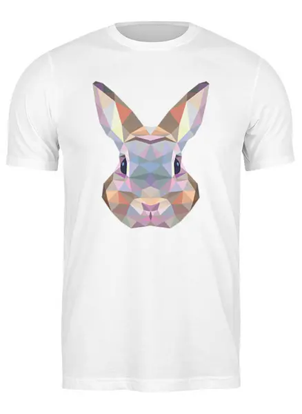 Заказать мужскую футболку в Москве. Футболка классическая Полигональный кролик от oldman - готовые дизайны и нанесение принтов.