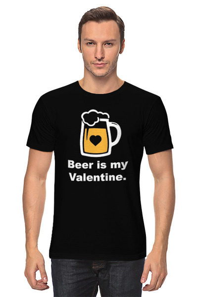 Заказать мужскую футболку в Москве. Футболка классическая Beer Valentine от Александр Серебренников - готовые дизайны и нанесение принтов.