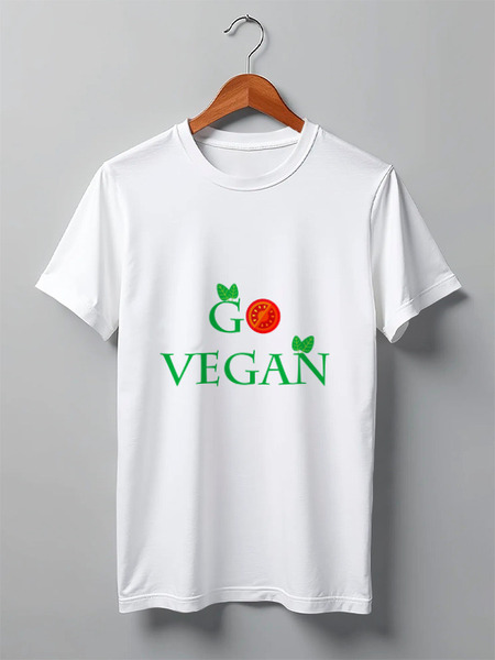 Заказать мужскую футболку в Москве. Футболка классическая Go vegan от Antaya - готовые дизайны и нанесение принтов.