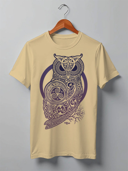 Заказать мужскую футболку в Москве. Футболка классическая CELTIC OWL от RAIDHO  - готовые дизайны и нанесение принтов.