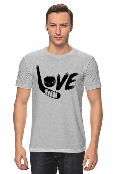 Заказать мужскую футболку в Москве. Футболка классическая HOCKEY LOVE от Алексс Неро - готовые дизайны и нанесение принтов.