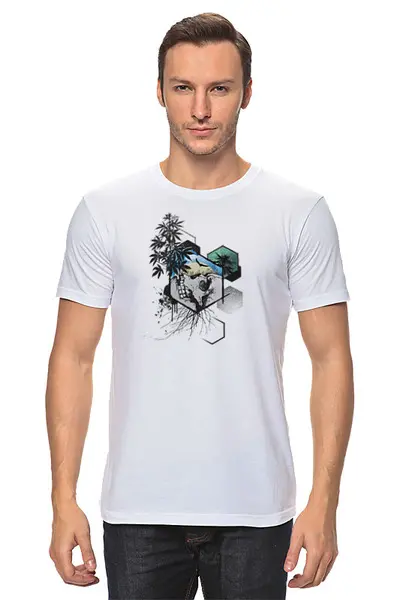 Заказать мужскую футболку в Москве. Футболка классическая Weed Skull Hexagon от oneredfoxstore@gmail.com - готовые дизайны и нанесение принтов.