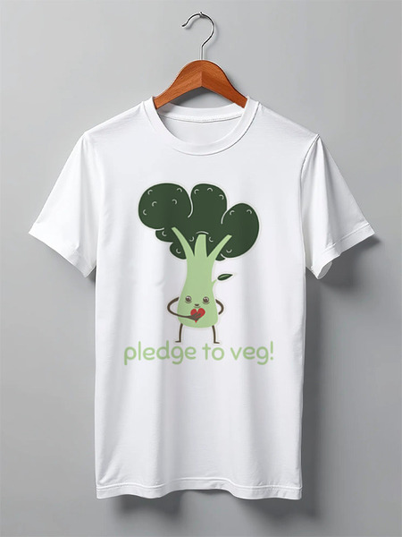 Заказать мужскую футболку в Москве. Футболка классическая Pledge to veg от skynatural - готовые дизайны и нанесение принтов.