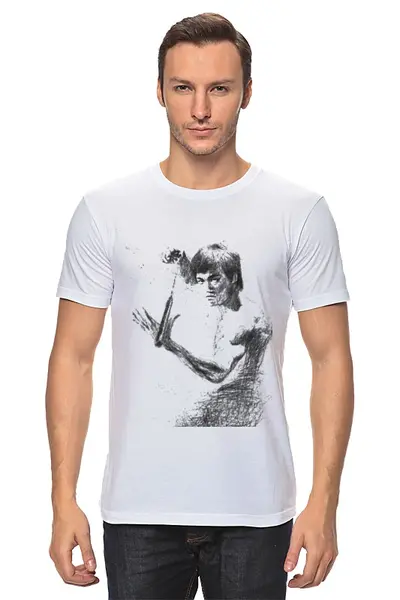 Заказать мужскую футболку в Москве. Футболка классическая Брюс Ли от CoolDesign - готовые дизайны и нанесение принтов.