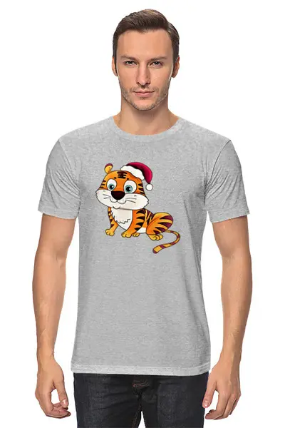 Заказать мужскую футболку в Москве. Футболка классическая Новогодний тигренок от Print design  - готовые дизайны и нанесение принтов.