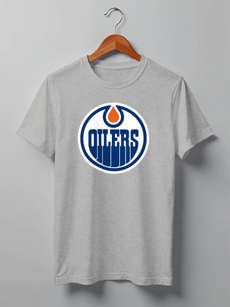 Заказать мужскую футболку в Москве. Футболка классическая Edmonton Oilers / NHL Canada от KinoArt - готовые дизайны и нанесение принтов.