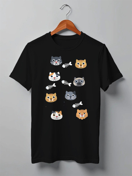 Заказать мужскую футболку в Москве. Футболка классическая Cats Here от oneredfoxstore@gmail.com - готовые дизайны и нанесение принтов.