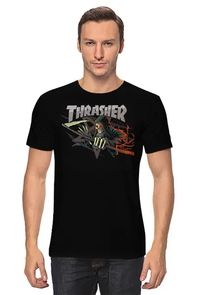 Заказать мужскую футболку в Москве. Футболка классическая Thrasher от Leichenwagen - готовые дизайны и нанесение принтов.