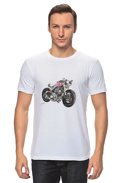 Заказать мужскую футболку в Москве. Футболка классическая Мотоцикл от kristibygaga - готовые дизайны и нанесение принтов.