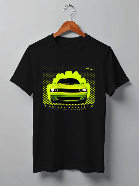 Заказать мужскую футболку в Москве. Футболка классическая Dodge Challenger RT от s.podosenov@mail.ru - готовые дизайны и нанесение принтов.