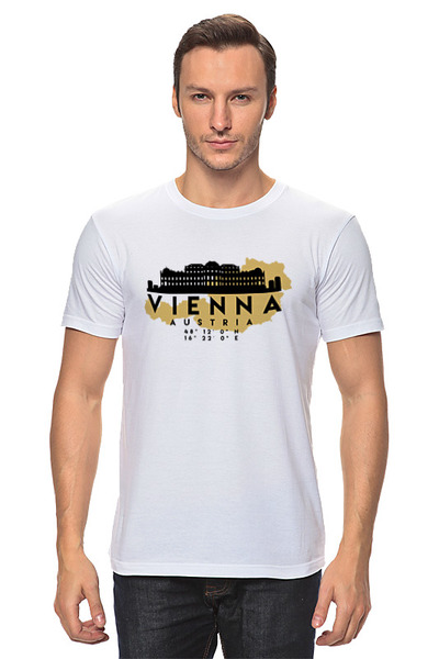 Заказать мужскую футболку в Москве. Футболка классическая Вена - Австрия от skynatural - готовые дизайны и нанесение принтов.