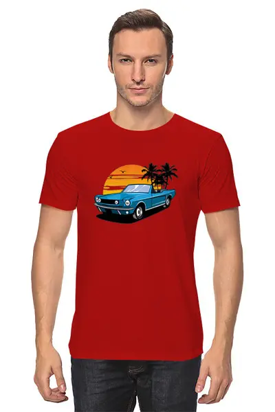 Заказать мужскую футболку в Москве. Футболка классическая Машинка   от T-shirt print  - готовые дизайны и нанесение принтов.