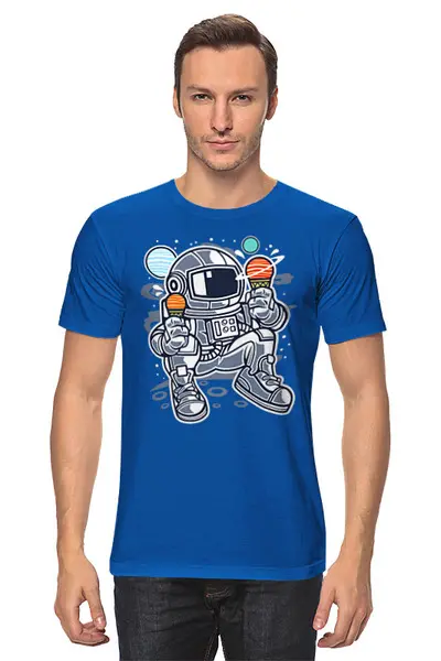Заказать мужскую футболку в Москве. Футболка классическая ☄ Astronaut Ice Cream ☄ от balden - готовые дизайны и нанесение принтов.