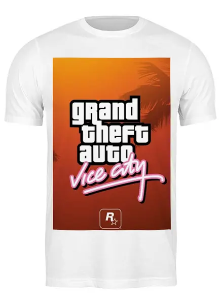Заказать мужскую футболку в Москве. Футболка классическая Майка. Grand Theft Auto Vice City от eliseev179514@mail.ru - готовые дизайны и нанесение принтов.