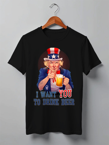 Заказать мужскую футболку в Москве. Футболка классическая ◈Drink BEER◈ от balden - готовые дизайны и нанесение принтов.