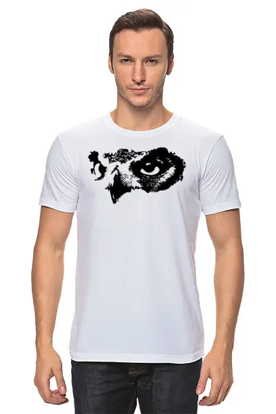 Заказать мужскую футболку в Москве. Футболка классическая Owl Here от oneredfoxstore@gmail.com - готовые дизайны и нанесение принтов.
