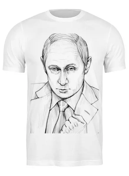Заказать мужскую футболку в Москве. Футболка классическая Путин от Дария Вовк - готовые дизайны и нанесение принтов.