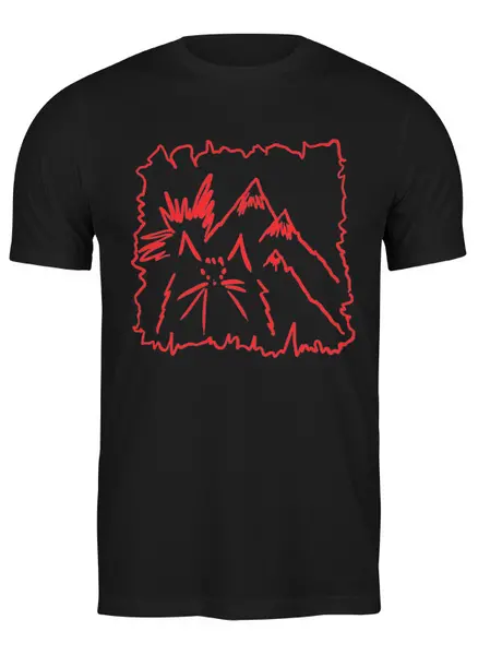 Заказать мужскую футболку в Москве. Футболка классическая Cat and Mountains от oneredfoxstore@gmail.com - готовые дизайны и нанесение принтов.